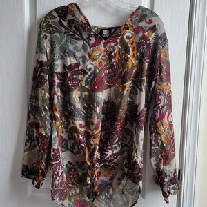 Sheer Fall Color Accent Top Size S
